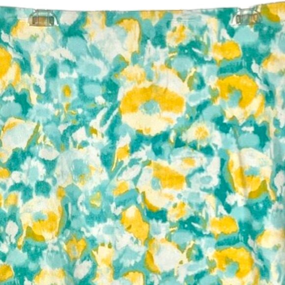 Talbots Watercolor Cotton Straight Skirt - Aqua/Yellow - 14 - Picture 2 of 6
